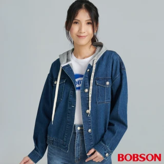 【BOBSON】女款針織連帽牛仔外套(JL0027-53)