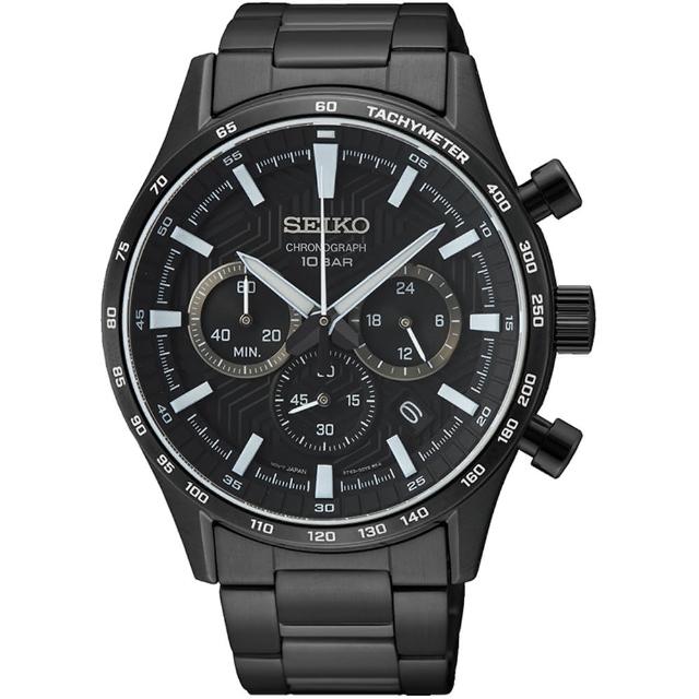 【SEIKO 精工】CS 賽車輪胎紋三眼計時手錶-43mm 情人節 送禮(8T63-00Y0SD/SSB415P1)
