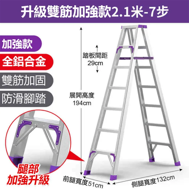 【YouPin】梯子家用折疊人字梯加厚室內多功能伸縮工業工程梯鋁合金安全爬梯(梯子)