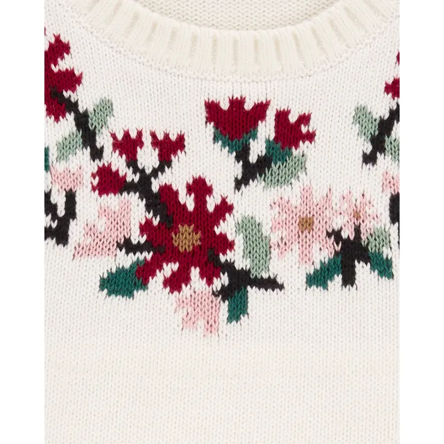 【Carter’s官方授權】新年刺繡花朵小童純棉上衣(原廠公司貨  童裝)