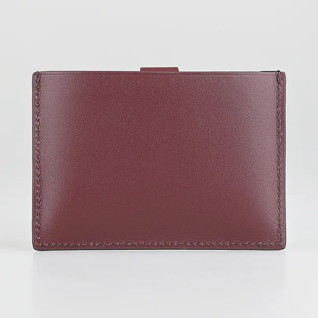 【Paul Smith】PAUL SMITH經典燙金字LOGO小牛皮2卡按釦抽拉式卡夾(酒紅)