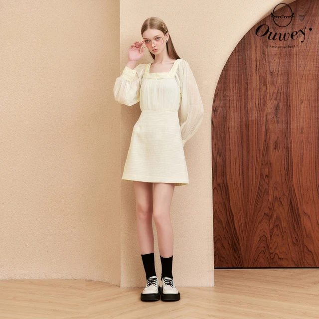 OUWEY 歐薇 千金風粉嫩夢幻A字短褲裙(粉；S-L；32