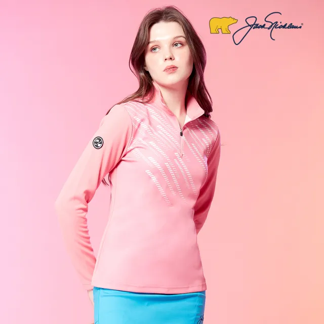 【Jack Nicklaus 金熊】GOLF女款數位印花吸濕排汗POLO衫/高爾夫球衫(粉色)