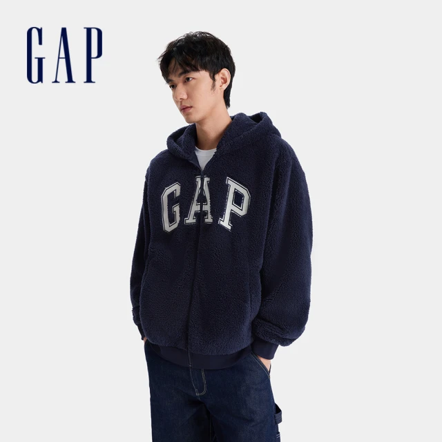 GAP 男裝 Logo刺繡連帽外套-海軍藍(676395)