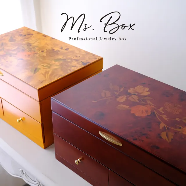 【Ms. box 箱子小姐】英國MELE&CO頂級木製珠寶盒(木質拼花掀蓋兩小抽/飾品盒/收納盒)