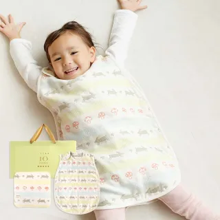【Hoppetta】童趣森林六層紗防踢背心防踢被 0-3歲嬰童版+手帕 禮袋組(momo限定)