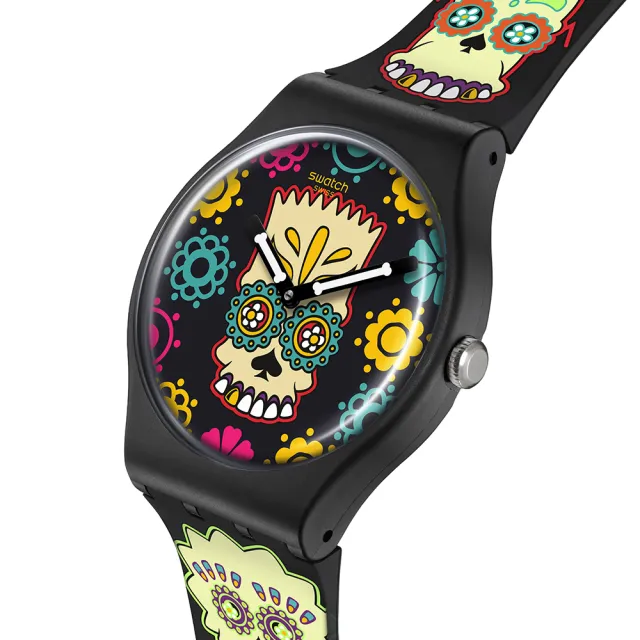 【SWATCH】New Gent 原創系列手錶 D OH OF THE DEAD 亡靈節 辛普森家庭 男錶 女錶 手錶 瑞士錶 錶(41mm)