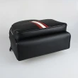 【BALLY】BALLY Mythos銀字燙印紅白條紋塗層皮革後背包(黑)