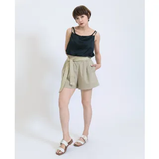 【fancyeva】高級感綁帶顯瘦西裝短褲(卡其、B2A01-0001)