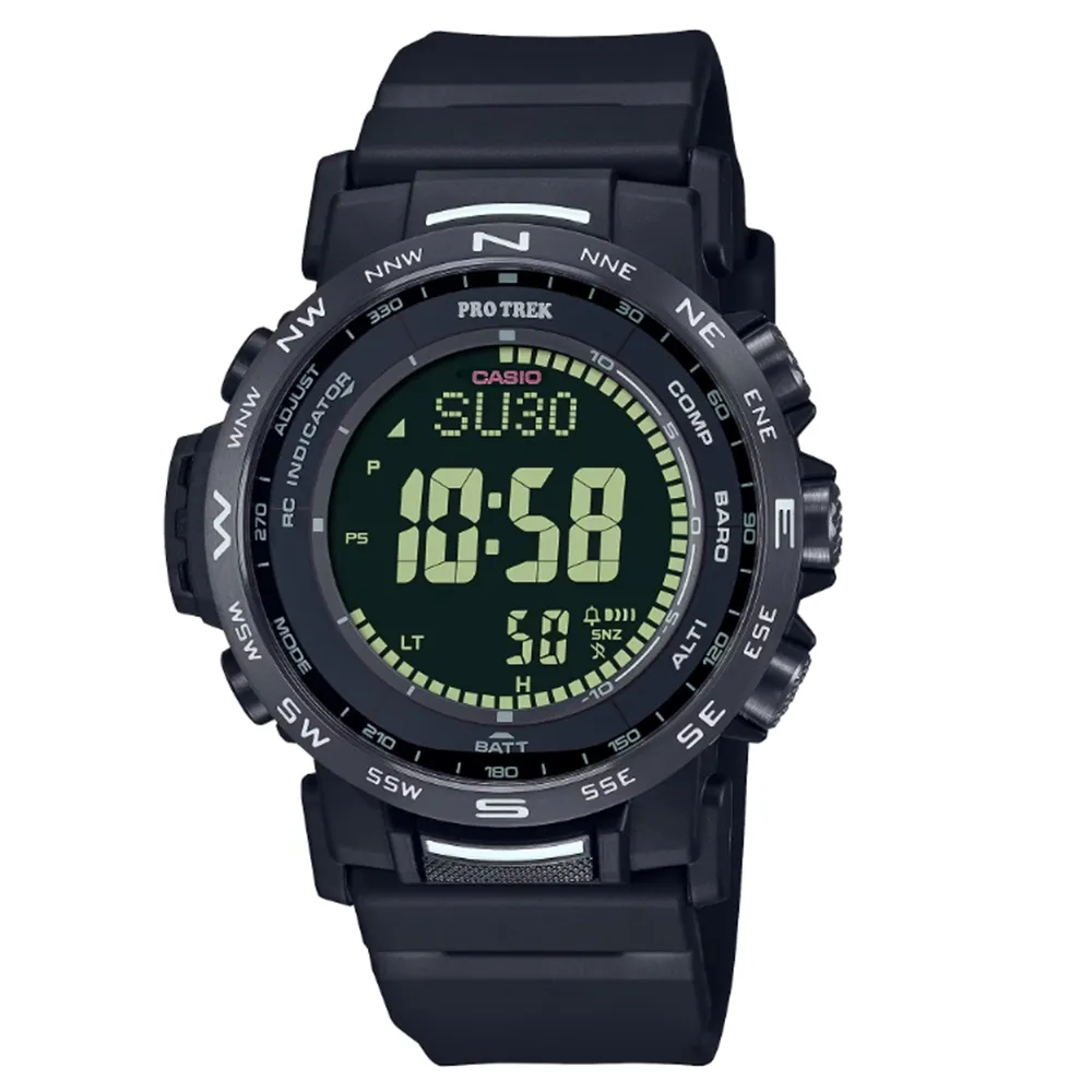 【CASIO 卡西歐】PRO TREK 電波 太陽能電力 三重感應器 戶外探險 PRW-35Y-1B_44.6mm