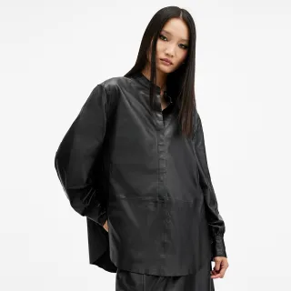 【ALLSAINTS】SARA 羊皮長版襯衫Black W038PB(常規版型)