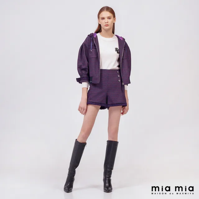 【mia mia】紫細格紋連帽外套