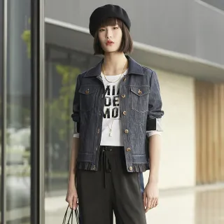 【mia mia】荷葉剪接水洗牛仔外套