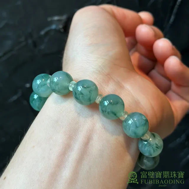 Fubibaoding jeweler 富璧寶鼎珠寶】冰種翡翠飄藍花手珠(天然A貨冰種