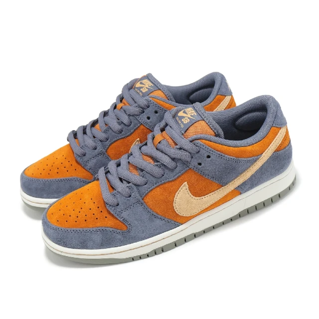 NIKE 耐吉 滑板鞋 SB Dunk Low Pro 男鞋 女鞋 灰藍 橘 麂皮 休閒鞋(HF3063-002)