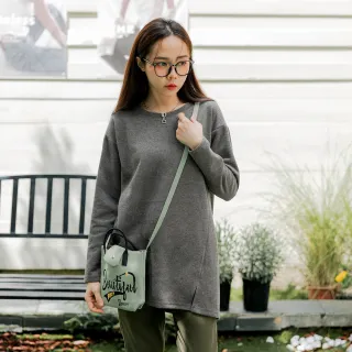 【OB 嚴選】純色簡約休閒長版修身開衩長袖衛衣上衣 《AB13916》