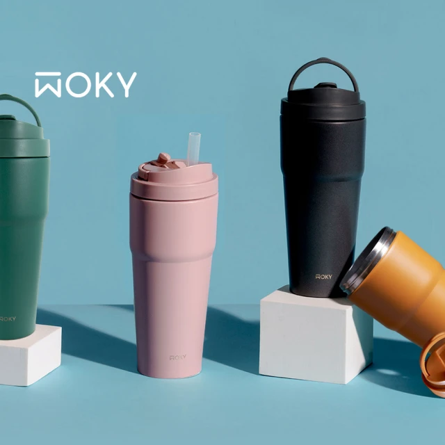 WOKY 沃廚 買1送1_手提輕芯鈦瓷保冰保溫杯750ml(附吸管)(隨行杯/吸管杯/保溫瓶/)