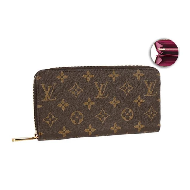 Louis Vuitton 路易威登 M41895 經典Monogram花紋ㄇ字拉鍊錢包長夾(紫紅色)