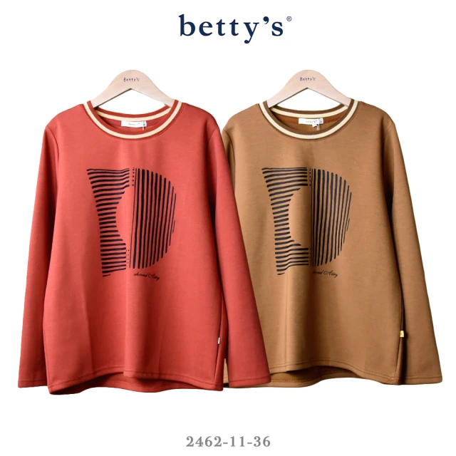 betty’s 貝蒂思 條紋字母印花長袖T-shirt(黑色)