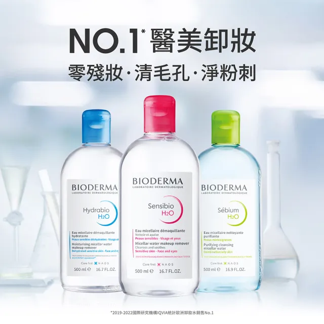 【BIODERMA 貝膚黛瑪 官方直營】潔膚液500mlx2(舒敏高效/保濕水潤/平衡控油_3款任選)(卸妝/卸妝水)