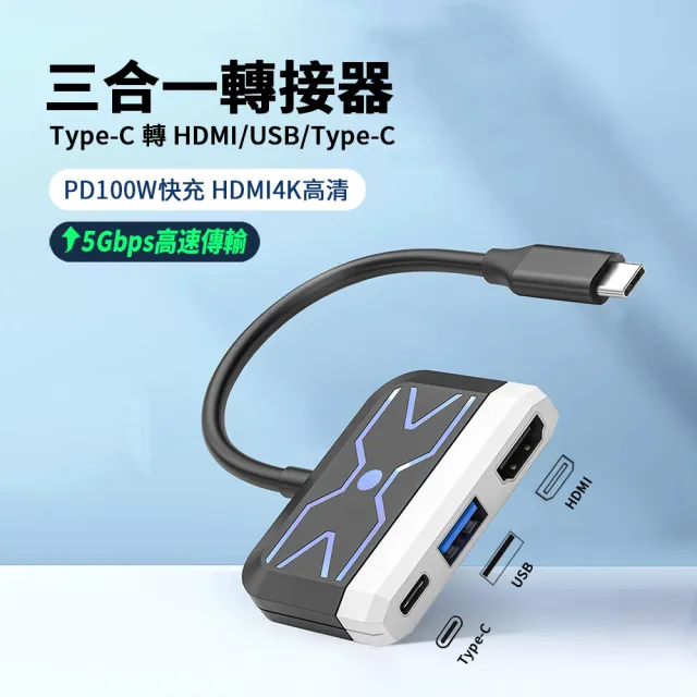 【ANTIAN】三合一 Type-C 轉 HDMI/USB/Type-C HUB轉接器 HDMI轉接線 Mac轉接頭