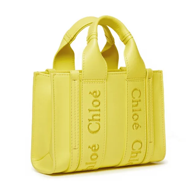 【Chloe’ 蔻依】CHC23UP237I60703 經典WOODY系列牛皮手提斜背MINI托特包(黃色)