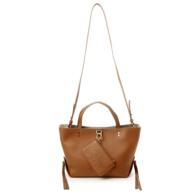 【Chloe’ 蔻依】CHC23SS119J3225M 經典SENSE TOTE牛皮素色手提斜背小號托特包(棕色)