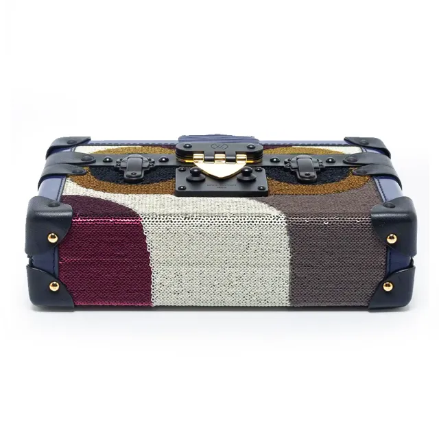 【Louis Vuitton 路易威登】M42120 經典絕版限量款Petite Malle夜鶯亮片斜揹/手拿包(全新展示品-午夜藍)