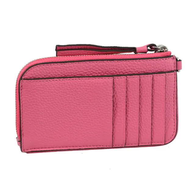 【TORY BURCH】經典雙T 荔枝皮革信用卡名片證件零錢包(桃粉)