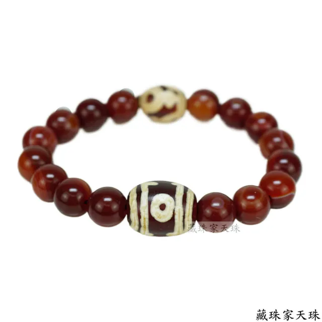 【藏珠家】紅玉髓壽一眼天珠手鍊