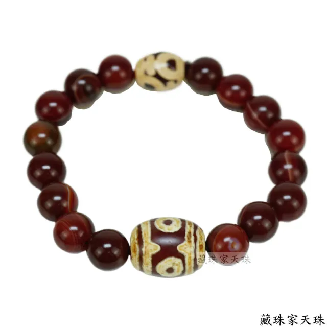 【藏珠家】紅玉髓壽兩眼天珠手鍊