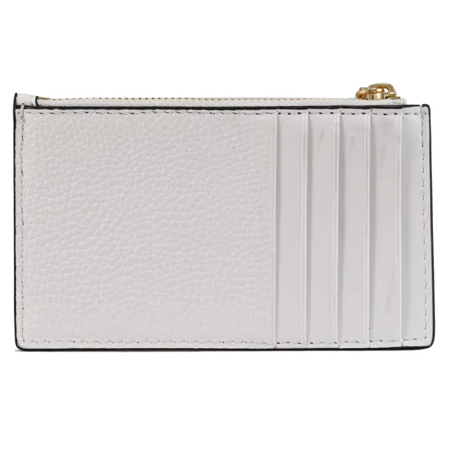 【Michael Kors】簡約金屬LOGO皮革信用卡證件名片零錢包(白)