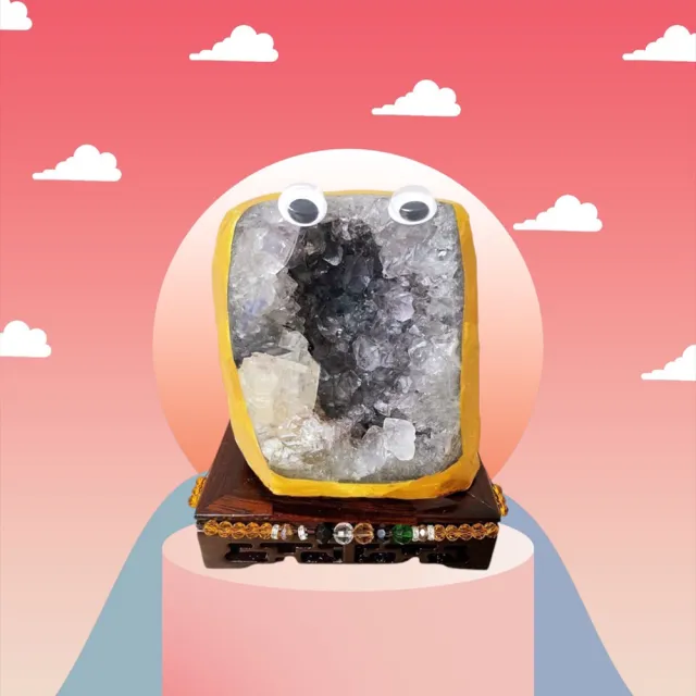 【A1 寶石】//出清下殺//挖寶區-瑪腦邊開口笑萌寵紫水晶鎮-同紫水晶洞能量/開運/擋煞/旺九紫離火運