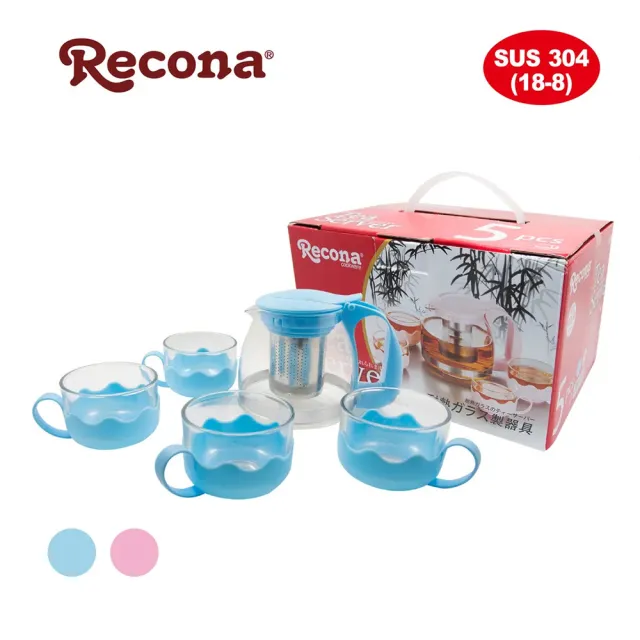 【Recona】日式玻璃花茶壺杯套組(1壺700ml+4杯x150ml)