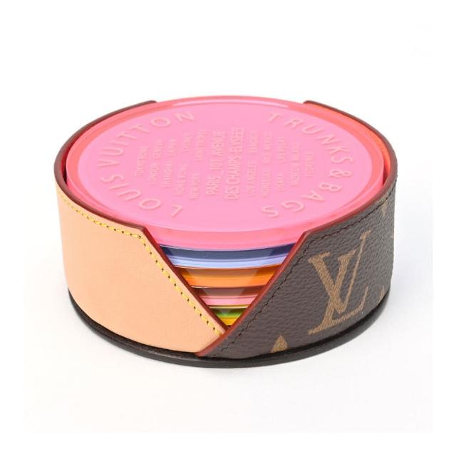 LV LOUIS VUITTON路易威登 GI0489 經典 Monogram Fluo 城市系列鮮艷螢光色樹脂玻璃杯墊組