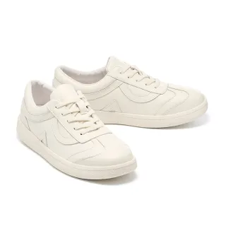 【AS 集團】日常舒適純色牛皮綁帶厚底休閒鞋(白)