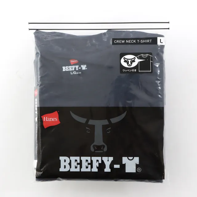 【Hanes】官方直營-BEEFY-T系列 刺繡布章短袖TEE內衣 經典設計款(深藍色)