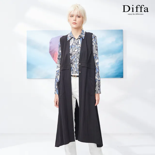 【Diffa】時尚長版背心式外套-女