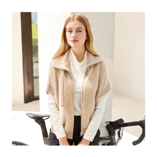 【en-suey 銀穗】高領仿貂毛羅紋線衫背心-女