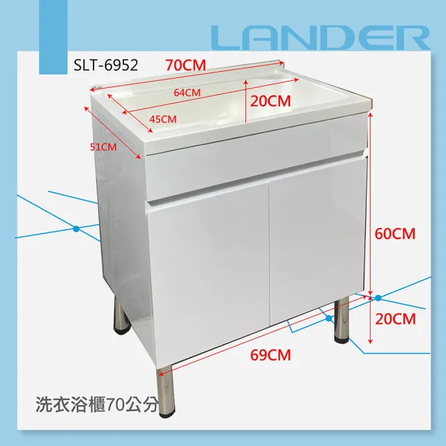 【聯德爾】活動式人造石洗衣浴櫃70CM(洗碗/洗衣/洗手台/活動式洗衣板)