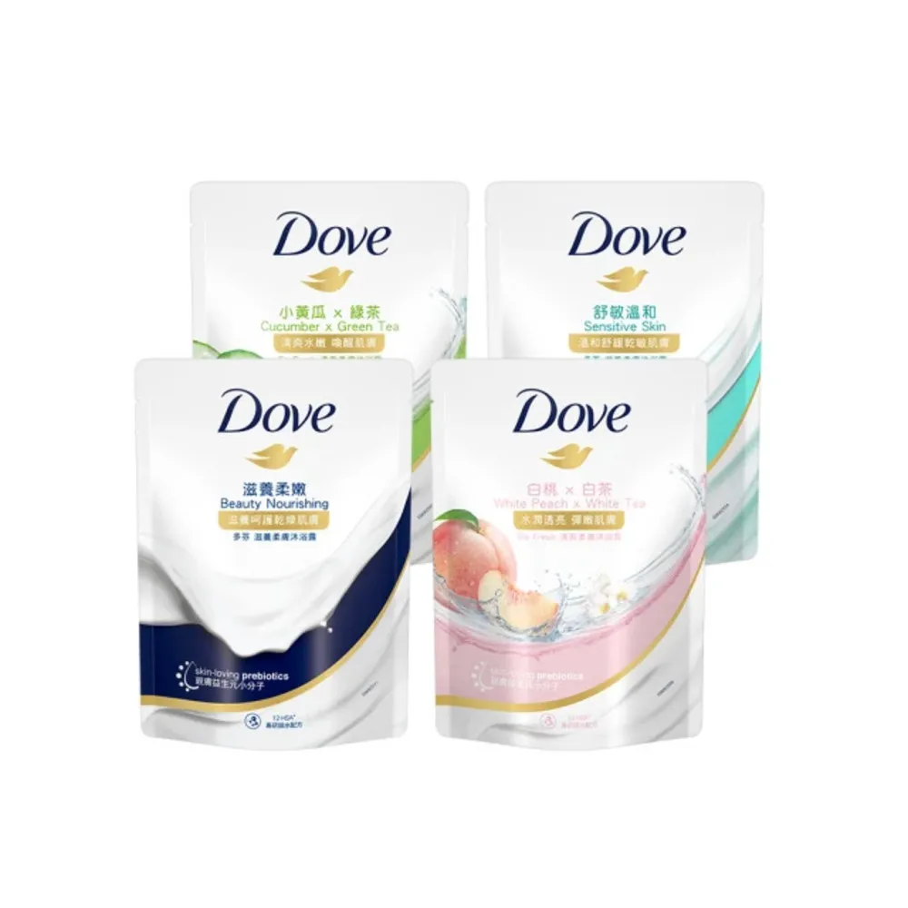 【Dove 多芬】滋養gofresh系列柔膚沐浴乳補充包580g(滋養柔嫩/舒敏溫和/清爽水嫩/桃悅水透)