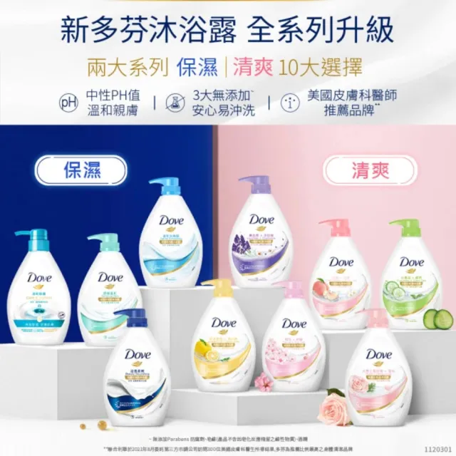 【Dove 多芬】滋養gofresh系列柔膚沐浴乳補充包580g(滋養柔嫩/舒敏溫和/清爽水嫩/桃悅水透)