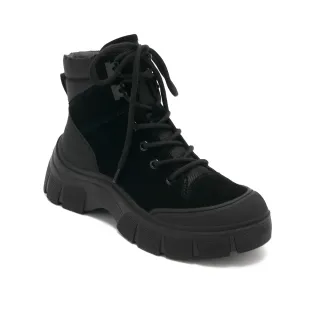 【Easy Spirit】BLAGA 帥氣麂皮綁帶馬丁靴(黑色)