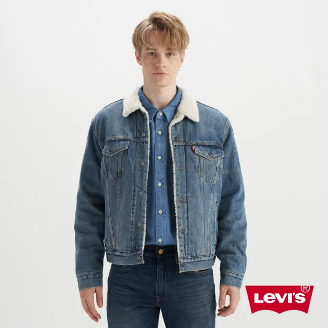 【LEVIS】男款 牛仔外套/Type3修身版型/Sherpa棉花絨/中藍基本款 熱賣單品 16365-0128