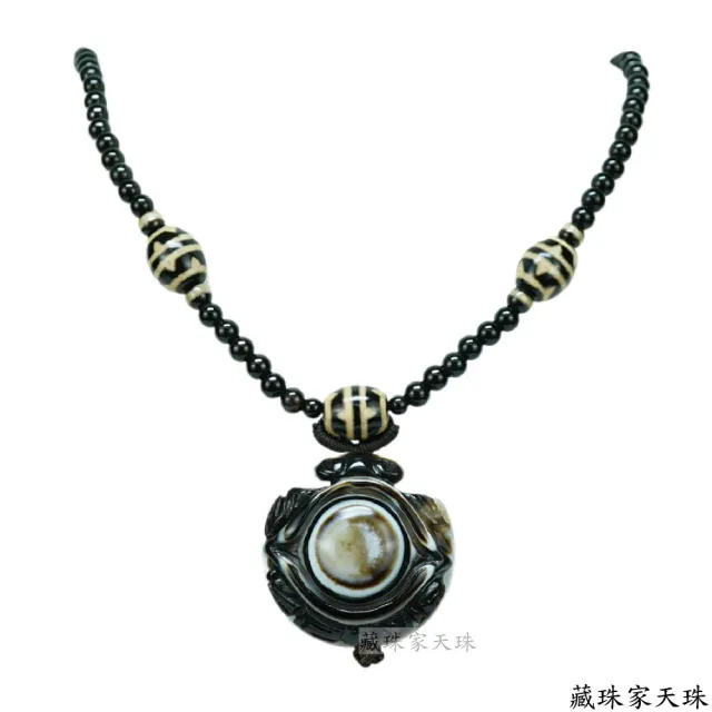 【藏珠家】精品38mm財咒兩眼天眼天珠項鍊