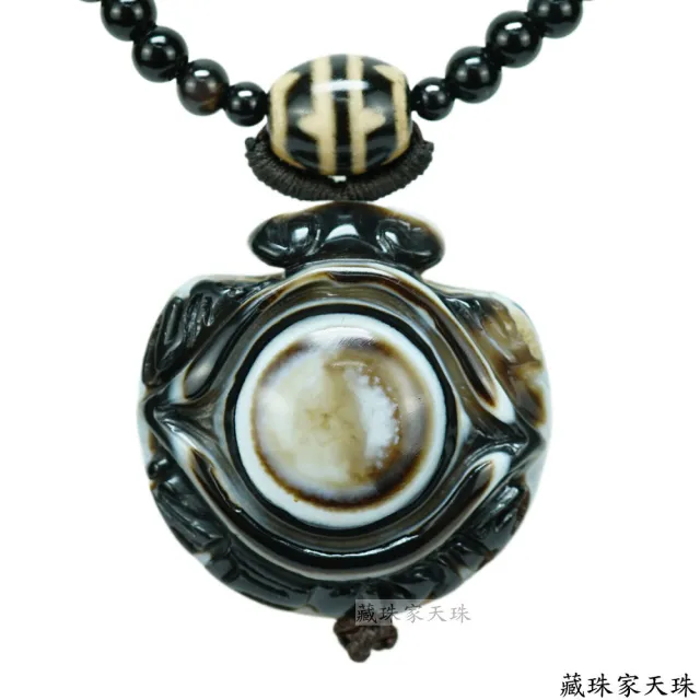 【藏珠家】精品38mm財咒兩眼天眼天珠項鍊