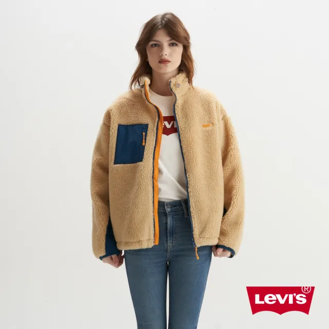 【LEVIS 官方旗艦】女款 暖身鋪毛防風outdoor外套 立領 / 大地黃 熱賣單品 A6241-0000