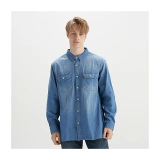 【LEVIS 官方旗艦】男款 寬鬆中長版牛仔襯衫 / 精工輕藍染水洗 上衣 熱賣單品 19573-0212