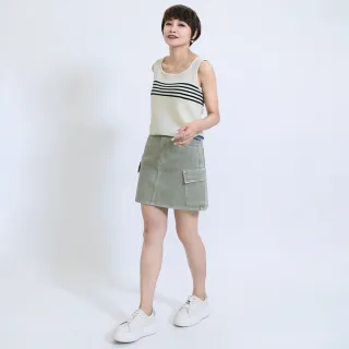 【fancyeva】工裝牛仔短裙(綠、B2110C-004)
