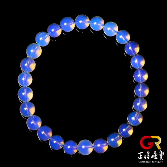 【正佳珠寶】琥珀藍珀 金藍高淨水 6mm 琥珀藍珀手珠｜日本彈力繩